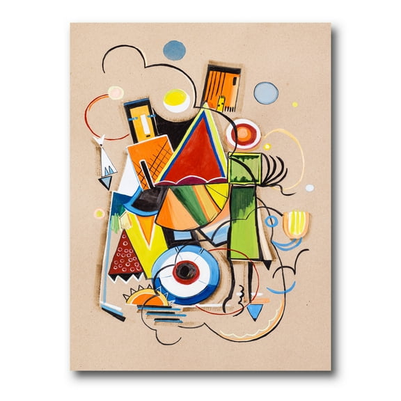 Designart ' Abstract Compositions Of Colored Geometric I ' Modern Canvas Wall Art Print