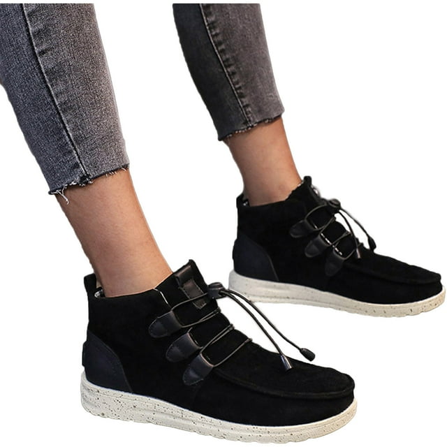 Espadrilles Sport pour Femmes à Lacets, Bout Rond, Rétro en Flocage, Couleur Unie, Décontractées