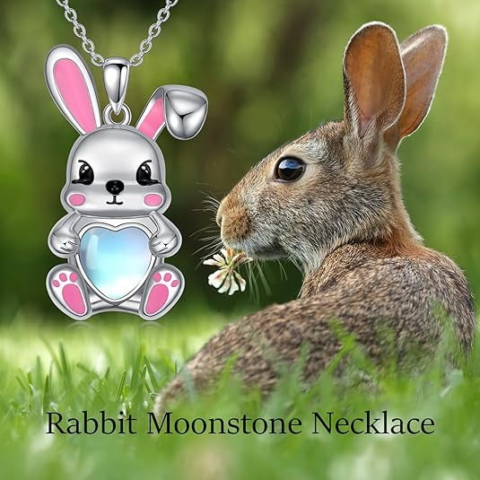 THOYAS Panda/Fox/Koala/Bunny Necklace for Women 925 Sterling Silver Moonstone Pendant Necklace Cute Animal Jewelry Gift for Mother