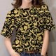 thumbnail image 1 of Camisetas de manga corta para mujer, Tops 3D, camisas barrocas de lujo, ropa de diseñador, camiseta informal de gran tamaño con cuello redondo, 1 of 4
