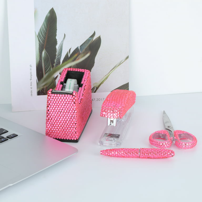 PINK Glitter Office Supplies, Pink Office Set, Tape Dispenser