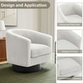 thumbnail image 4 of DREAMSIDEA Corduroy Swivel Barrel Accent Chair, Modern Upholstered Living Room Chair Round Club Armchair-Cream, 4 of 7