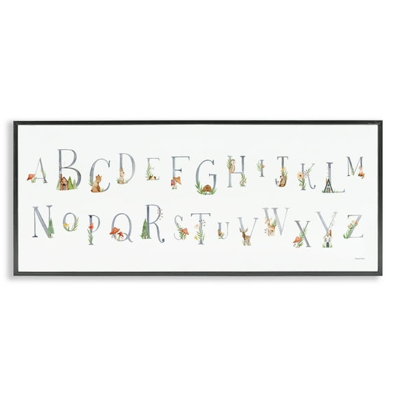 Stupell Industries Country Cottage Alphabet Scenery Painting Black Framed Art Print Wall Art, 24 x 10