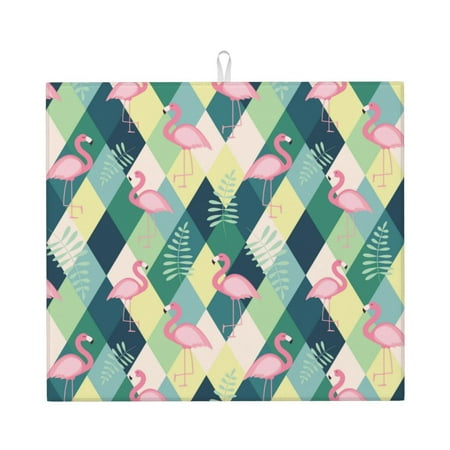 

Dish Drying Mats for Kitchen Counter Colorful Bird Leaves 16x18in Dish Drying Pad Coffee Mat with Hanging Loop Super absorbent Kitchen Counter Mat Coffee Bar Accessories