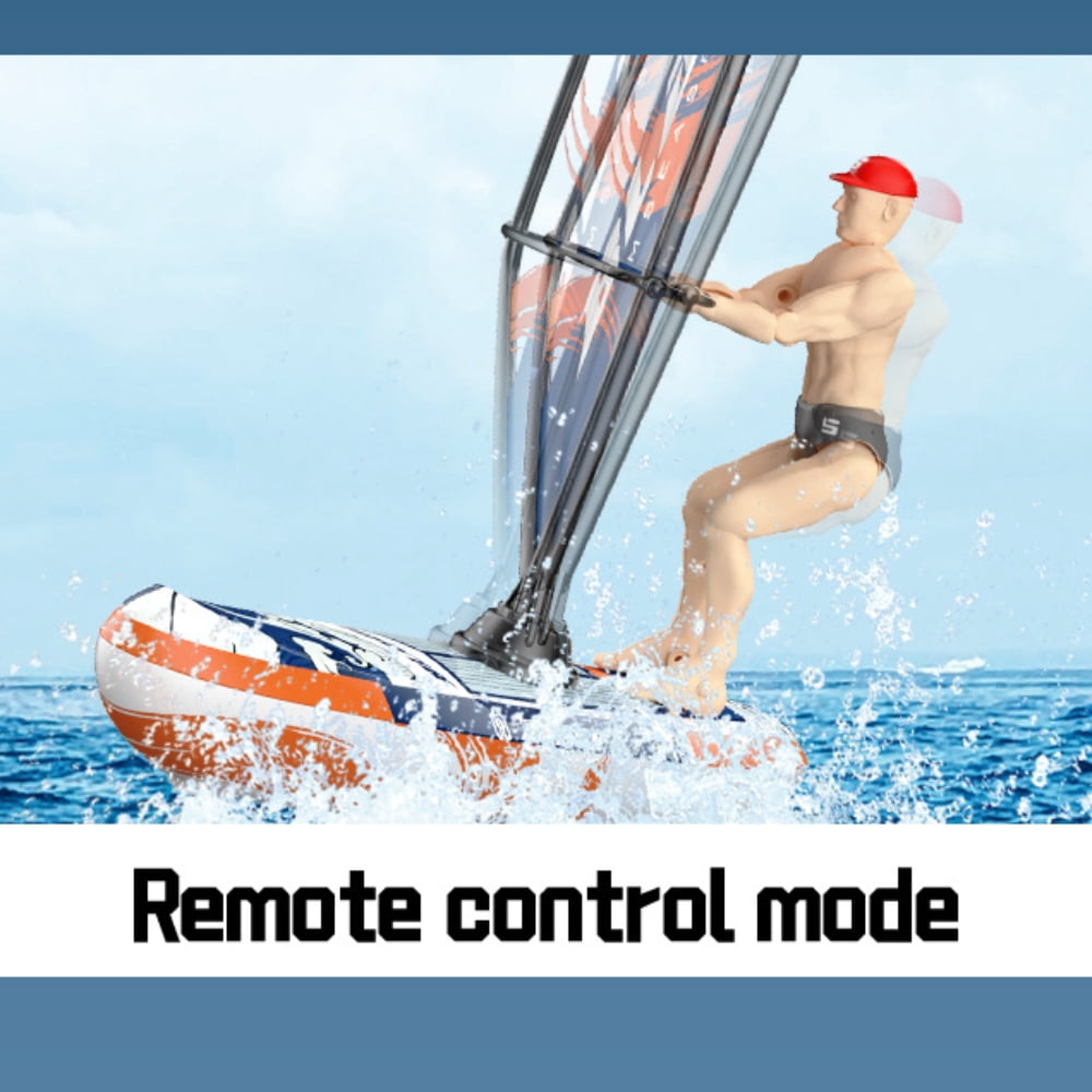 TXT-MATRIX Remote Control Windsurfing Racing Boat Toy - High-Speed RC Surfboard with Balance Control & LED Lights