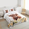 thumbnail image 3 of Feelyou 3D Brown Cow Queen Comforter Set for Teen, Romantic Yellow Rose Bedding Sets, Rustic Lodge Cabin Reversible Bedding Comforter Set, Ultra Soft Bedroom Decor, 3 Pieces, 3 of 8