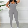 thumbnail image 6 of Idoravan Women's Plus Size Tops Clearance Womens Sleeveless Backless Waist Closing Jumpsuit Solid Color High Waist Tight Sports Yoga Jumpsuit, 6 of 9