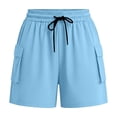 thumbnail image 5 of Women's Lightweight Nylon Spandex Work Shorts, Elastic Waist Tummy Control with Zippered Pockets, Quick Dry Breathable Stretch, Outdoor Leisure Hiking Running Travel, Athletic, 5 of 7
