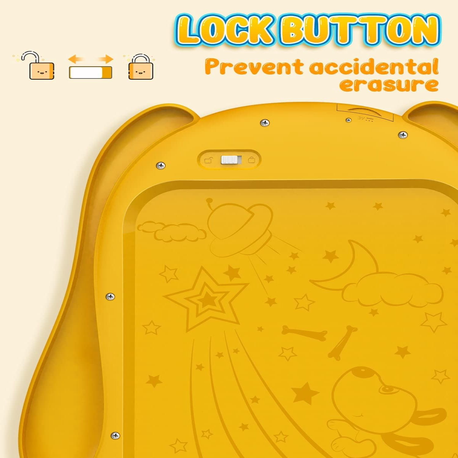 CHEERFUN LCD Writing Tablet for Kids New Year Gift, 10 Inch Doodle Board Toy for Boys Girls, Yellow