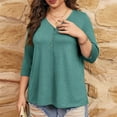 thumbnail image 4 of Shirts For Women Sevevn Women Plus Size V-Neck 3/4 Sleeve Casual T-Shirts Loose Basic Tunic Tees, 4 of 8