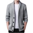 thumbnail image 5 of Lovskoo Mens Cardigan Sweater Winter Trendy Slim Solid Color Sweater Single Button Casual Knit Tops Coat Gray, 5 of 6