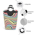 thumbnail image 4 of YFYANG 50L Foldable Laundry Hamper, Waterproof Oxford Fabric Abstract Color Line Texture Laundry Bag Laundry Baskets, 4 of 6