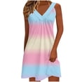thumbnail image 2 of Aimik Women's Spaghetti Strap Dress Summer V Neck Non Positioning Print Loose Swing Mini Dress Lightweight Elastic Slip Dress, 2 of 5