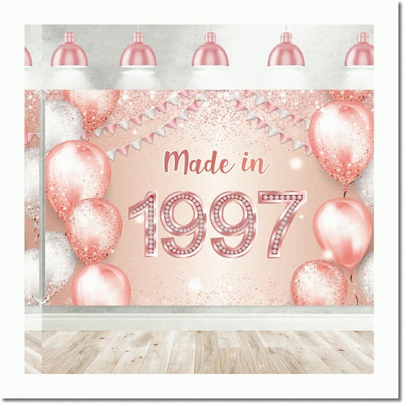 Vintage Rose Gold 26th Birthday Celebration Set - Cheers to 26 Years! Complete with Backdrop, Balloons, Confetti & Decorations. Perfect Pink Party Supplies for Women. Ideal Bday Gift & Background.