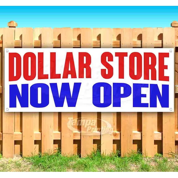 Dollar Store Now Open 13 oz Vinyl Banner With Metal Grommets