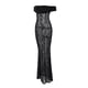 thumbnail image 4 of Vestido de mujer ajustado con cuello oblicuo y túnica de encaje traje diario largo Ygjytge Negro T L para Mujer, 4 of 8