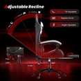 thumbnail image 5 of Frovlni Ergonomic Gaming Chair with Footrest for Adults, Height Adjustable High Back Reclining PU Leather Office Chair with Headrest and Lumbar Support, Black & White, 5 of 10