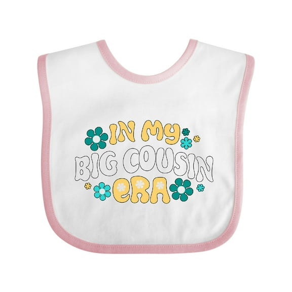 Inktastic In My Big Cousin Era Retro with Flowers Girls Baby Bib