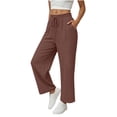 thumbnail image 4 of Hilenly Womens Cotton Palazzo Pants Drawstring Elastic Waist Casual Wide Leg Trousers Summer Beach Lounge Pants with Pockets, 4 of 7