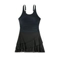 thumbnail image 1 of Women's Tummy Control One Piece Swim Dress, Modest Mesh Ruffle High Waisted Ruched Full Coverage Slimming Bathing Suit,Black,S, 1 of 6