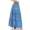 thumbnail image 3 of Sakkas Solid Embroidered Gypsy / Bohemian Full / Maxi / Long Cotton Skirt - Blue - One Size, 3 of 5