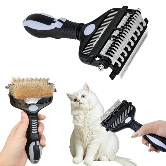 3-IN-1 Pet Deshedding and Grooming Tool, with Undercoat Rake & Dematting Comb for Dogs and Cats, Effective Fur Removal for Long and Short Hair