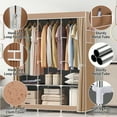 thumbnail image 5 of Non-Woven Fabric Closet Organizers and Storage with Cover, Portable Wardrobe Closet Storage, Dustproof Clothing Rack Shelf, Beige, 5 of 11