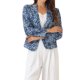 thumbnail image 1 of Blazer Chic para Mujeres Abierto Frontal para Trabajar Traje Corto de Verano Chaqueta Azul-Floral M, 1 of 6