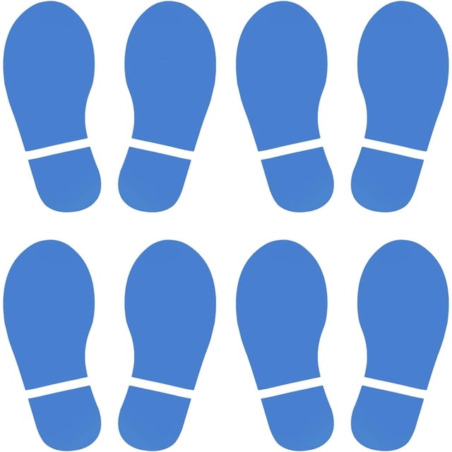 PATIKIL 8x3.3" Footprint Sticker, 4 Pairs PVC Shoes Floor Decal Sign for Class Decor Stair Guide, Sky Blue