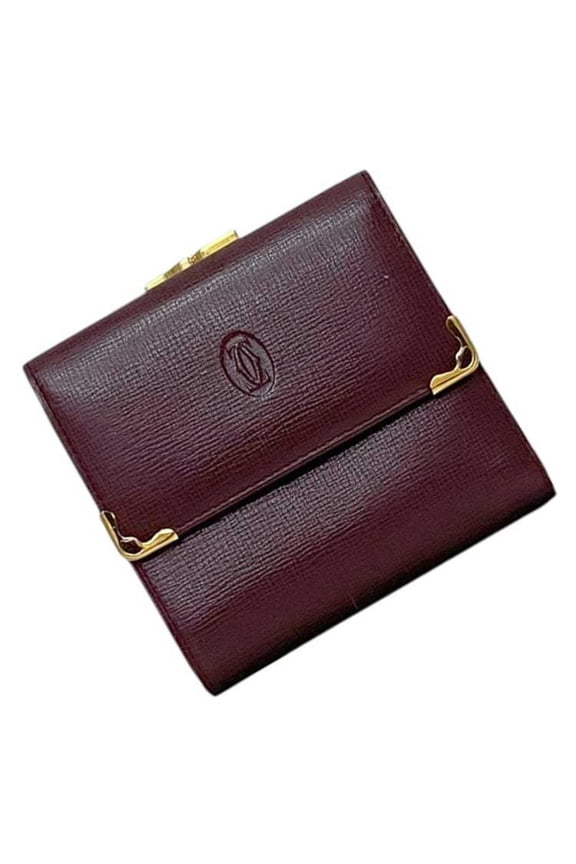 Pre-Owned Cartier Tri-fold Flap Wallet ec-23760 Bordeaux Must Leather Women's and... (Good)