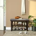 thumbnail image 5 of SONGMICS 2-Tier Bamboo Shoe Bench Comfortable and Stable Shoe Organizer for Entryway Living Room Holds Up to 330 lb 11.4 x 28 x 19.3 Inches Brown and Gray, 5 of 7