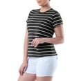 thumbnail image 3 of Time and Tru Womens Striped Short Sleeve Slub Crew Neck T-Shirt, 3 of 6