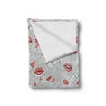 thumbnail image 2 of Hipster Soft Flannel Fleece Blanket, Make up Pattern Lips and Lipstick Fashion Girl Theme Beauty Treatment Cosmetic Design, Cozy Plush for Indoor and Outdoor Use, 60" x 80", Red Grey, by Ambesonne, 2 of 5