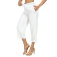 thumbnail image 6 of HDE Women's Pull On Linen Capri Cropped High Waisted Pants White - S, 6 of 7
