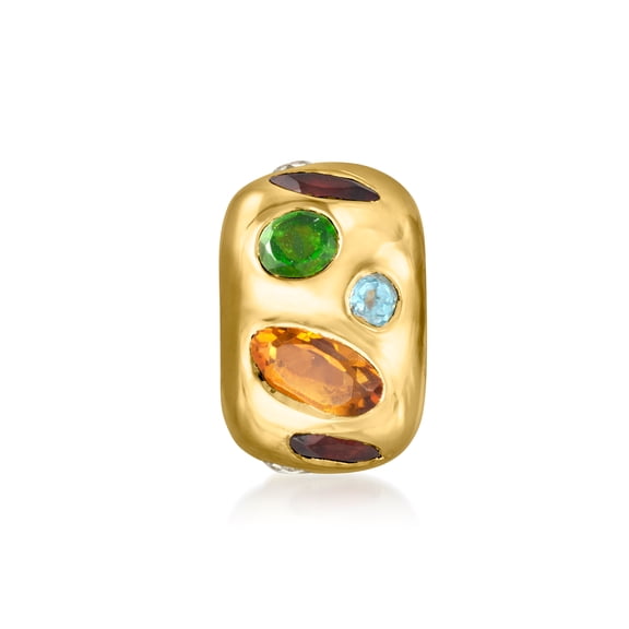 Ross-Simons 1.13 ct. t.w. Multi-Gemstone Bead Charm in 18kt Gold Over Sterling, Women's, Adult