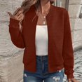 thumbnail image 2 of Women Lightweight Long Sleeve Zip Up Jacket Casual Loose Bomber Quilted Hoodie Outwear Coat Fall 2025 Full Sweatshirt, 2 of 7