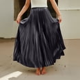 thumbnail image 6 of Women’s High Waist Pleated Maxi Skirt Elegant A Line Long Skirt Flowy Lightweight Skirt for Casual and Formal Wear Black L, 6 of 8