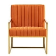 thumbnail image 7 of LeisureMod Montgomery Modern Velvet Pinstripe Design Accent Armchair With Gold Frame in Orange Marmalade, 7 of 7