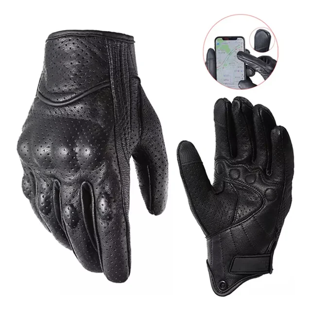 Guantes De Moto Con Pantalla Táctil 100% Piel De Cabra