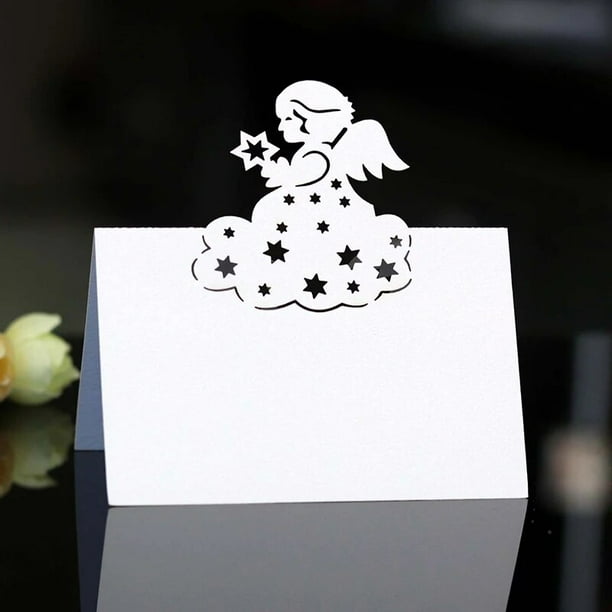 Tarjetas de nombre de Ángel de cielo estrellado, decoración de mesa de boda, Mensaje de nombre, tarjeta de felicitación, suministros de fiesta de cumpleaños, 50 piezas