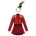 thumbnail image 4 of Alvivi Costume de Jeu de Rôle de Cirque pour Filles, Justaucorps à Manches Longues avec Franges et Chapeaux, Ensemble de Déguisement de Carnaval, Robe de Fête, Rouge 12, 4 of 7