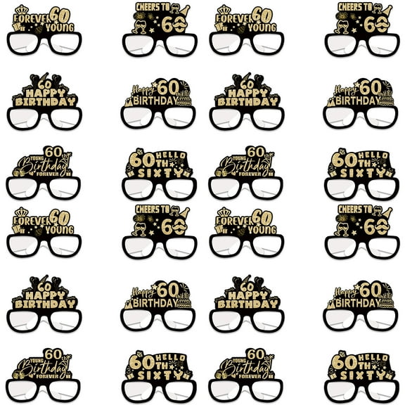 comerut 24 Pcs Paper Glasses Birthday Party Eyeglasses Decoration 18 21 30 40 50 60 70th Birthday Celebration Photo Prop Unisex Glasses