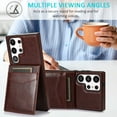 thumbnail image 2 of Decase Compatible with Samsung Galaxy S23 Ultra Wallet Case Credit Card Holder, Premium Leather Kickstand Flip Durable Shockproof Protective Back Cover for Samsung Galaxy S23 Ultra 6.8 inch, Brown, 2 of 7