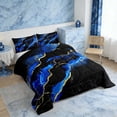 thumbnail image 3 of Manfei Black Gold Blue Bedding Sets Twin with Comforter, Watercolor Marble Duvet Insert, Abstract Stone Pattern Comforter Sets Twin Size, Ultra Soft Bedroom Decoration, 2pcs Reversible, 3 of 7