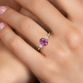 thumbnail image 4 of Gem Stone King 10K Yellow Gold Pink Mystic Topaz and White Moissanite 3-Stone Ring for Women | 1.50 Cttw | Oval 8X6MM | Gemstone November Birthstone | Size 8, 4 of 6