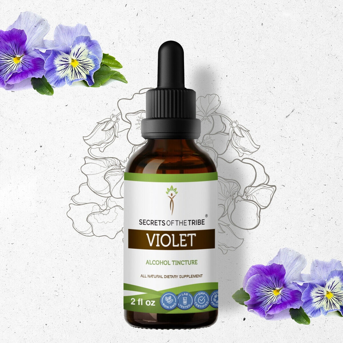 Violet Tincture Alcohol Extract, Organic Violet (Viola Tricolor) Dried