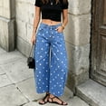 thumbnail image 5 of Polka Dot Pants for Women Boyfriend Y2k Baggy Barrel Denim Pants | Summer Fall Outfits Fashion Boho Cotton Mid Rise Wide Leg Baggy Jeans M, 5 of 6