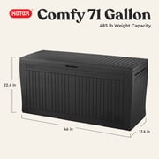 Keter Comfy 70 Gallon Durable Resin Outdoor Storage Deck Box Ideal Store Garden Tools and Pool Toys, Graphite Grey