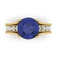 thumbnail image 2 of Clara Pucci 18K Yellow Gold Round Cut 3Ct Simulated Tanzanite Engagement Ring + Matching Band - Luxury Box Included, 2 of 7