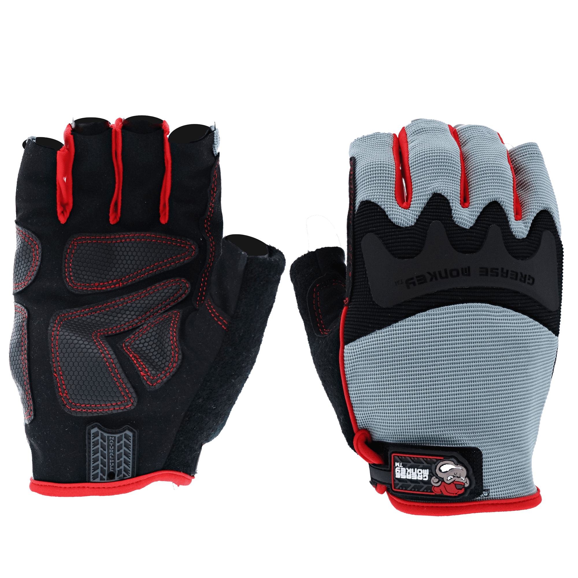 Grease Monkey Pro Fingerless Work Gloves, Gray and Black, 3 Pack Crew, XLarge, 2210823